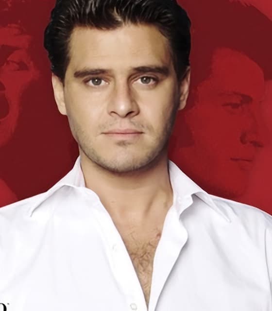 Julien Dassin in a white shirt, from the Joe Dassin Story poster